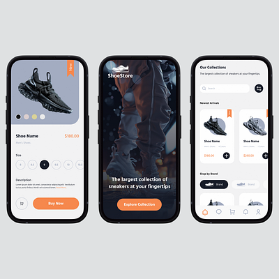 Shoe Store Mobile UI app design fashion design mobile design shoe design shop app design ui design