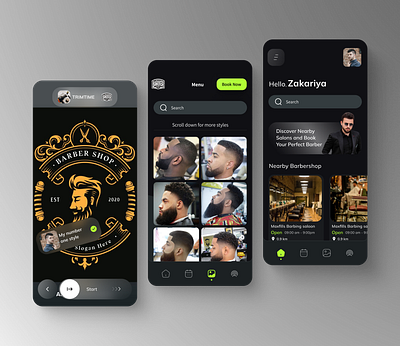 TrimTime - Barbershop mobile app app design babershop barber app design figma design interface mobileapp product design ui ui design uiux ux ux design