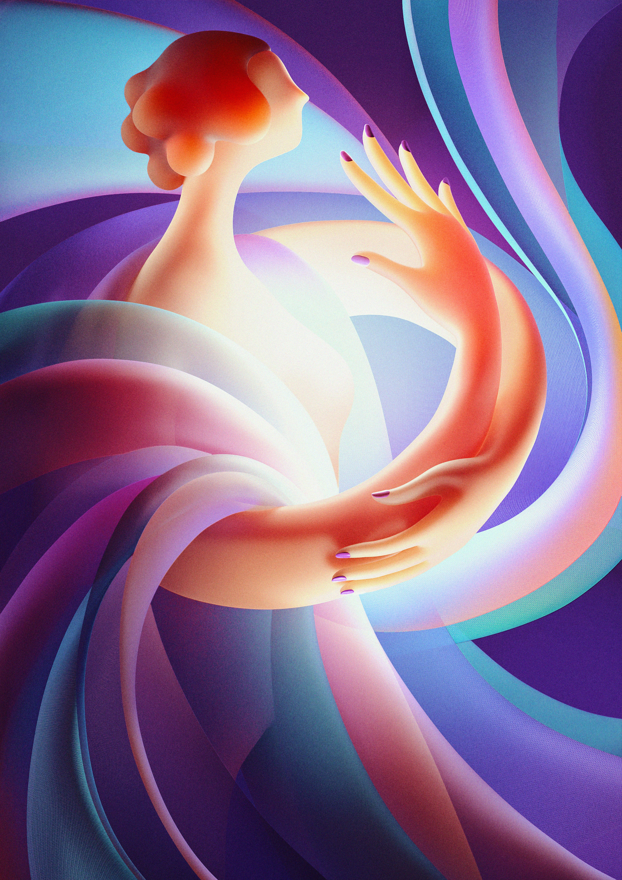 Light moment 3d 3d character 3d illustration blender blue cgi design digital art editorial illustration girl illustration light render sculpt