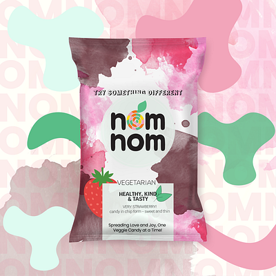 Vegetarian candy brand ''nomnom'' adobe illustrator branding design graphic design illustration logo vector