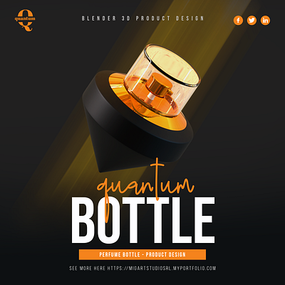 3D Bottle Design 3d black bottle branding design gold graphic design illustration logo perfume product ui