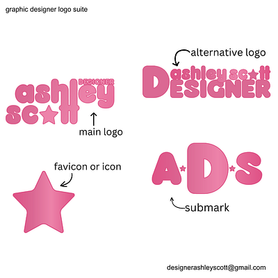 Designer Ashley Scott Logo Suite branding graphic design graphic designer logo pink branding pink logo pink logo suite