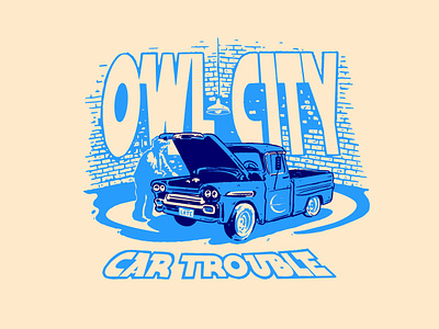 Owl City album art blue collar bricks car trouble illustration old school owl city procreate shop single sketch truck