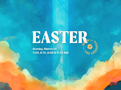 Easter 2024 blue branding church clouds design easter illustration logo orange sermon sermon series sky sunday texture type