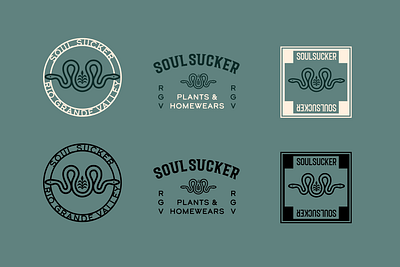 SS Plant Shop Identity Logo Badges badge branding design graphic design green icon illustration logo mark plant seal service shop snake sticker store texas vector