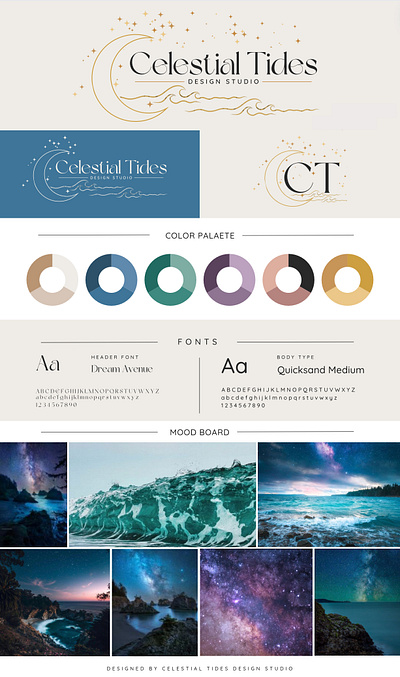 Celestial Tides Branding brand guidelines branding design graphic design logo