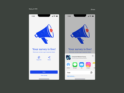Daily UI 010- Social Share daily ui daily ui 010 dailyui10 mobile social share survey
