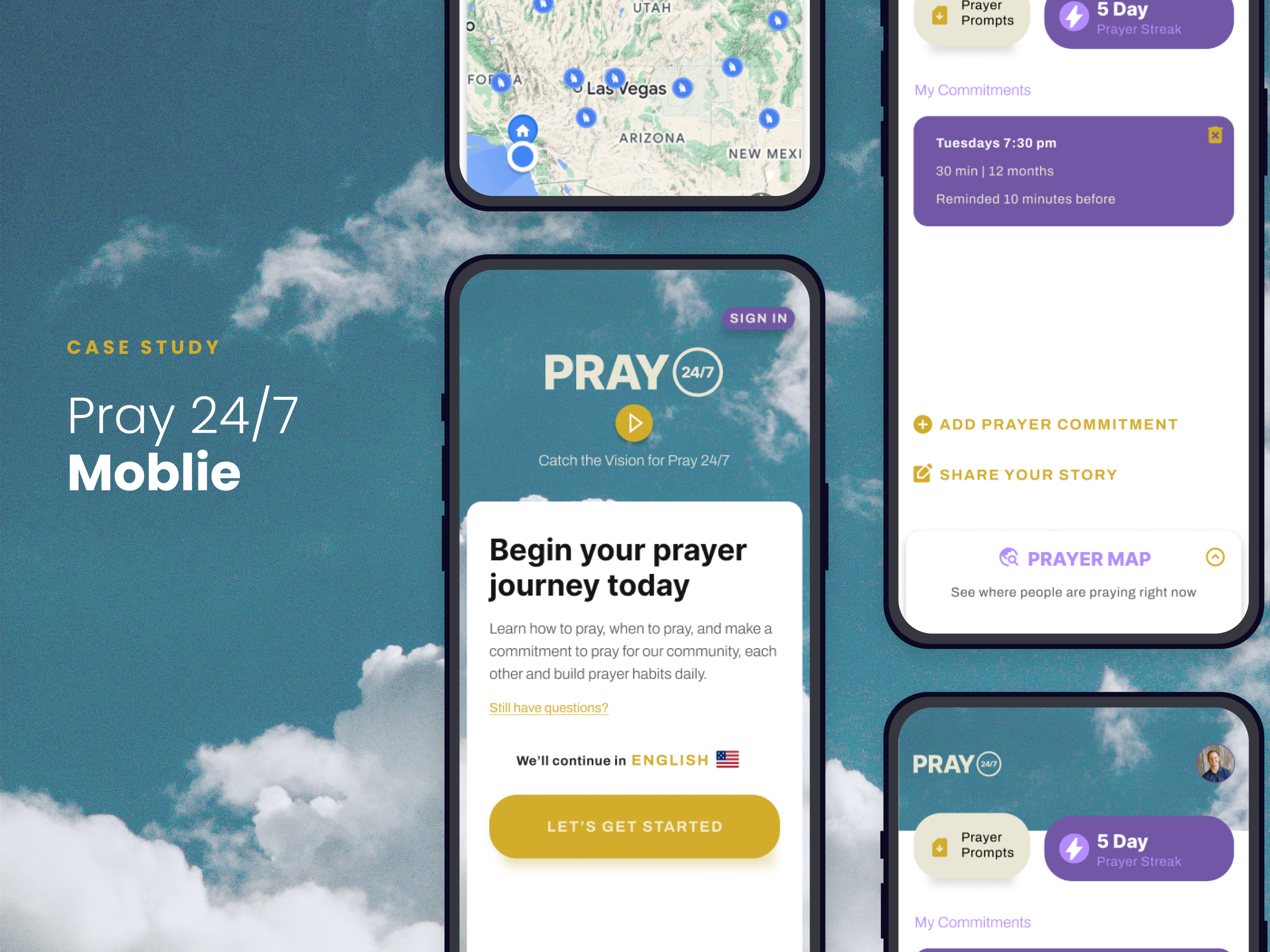 Pray 24/7 Mobile Experience case study casestudy church design graphic design interactive design mobile mobile app mobile web pray prayer praying rounded corners sign up ui user experience user interface ux web