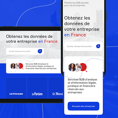 Plateforme b2B pensee pour les Entreprises Society Profile b2b blue figma france french paris webdesign