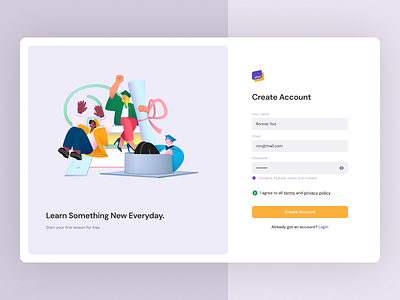 Create Account Page app create account daily design sign up ui ux