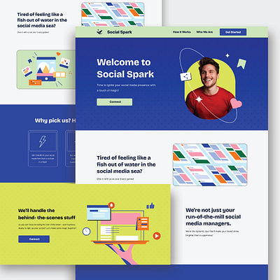 Social Media Agency Landing Page design illustration landing page layout website