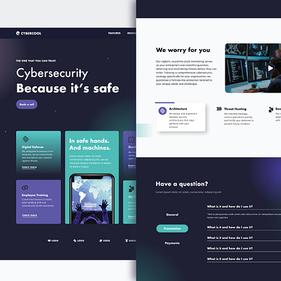 Cybersecurity landing page design graphic design landing page ui design website design