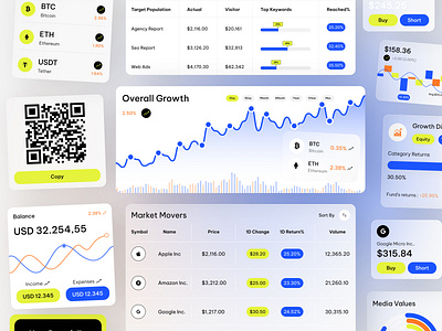 Trading Dashboard - Components UI apple vision pro balance bento bitcoin coin exchange component component library components ui crypto cryptocurrency currency dashboard design system designsystem freebie pastel colors saas subscription ui wallet