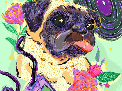 BARK - 182 Pugs & vinyl digitalart digitaldraw illustration