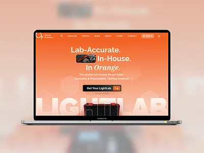 Cannabis Testing Equipment Web Design Concept analysis branding cannabis design elementor equipment graphic design manufacturing medical orange organic testing ui ux web design website