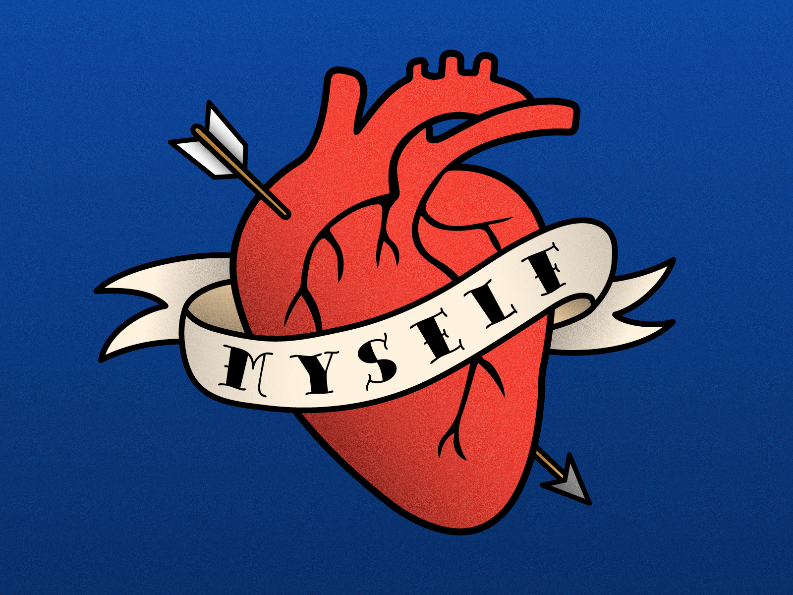 My Greatest Love blue heart illustration playoff red tattoo