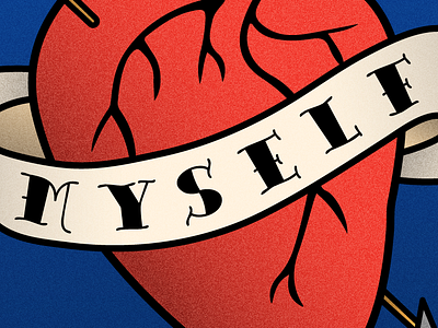 My Greatest Love blue heart illustration playoff red tattoo