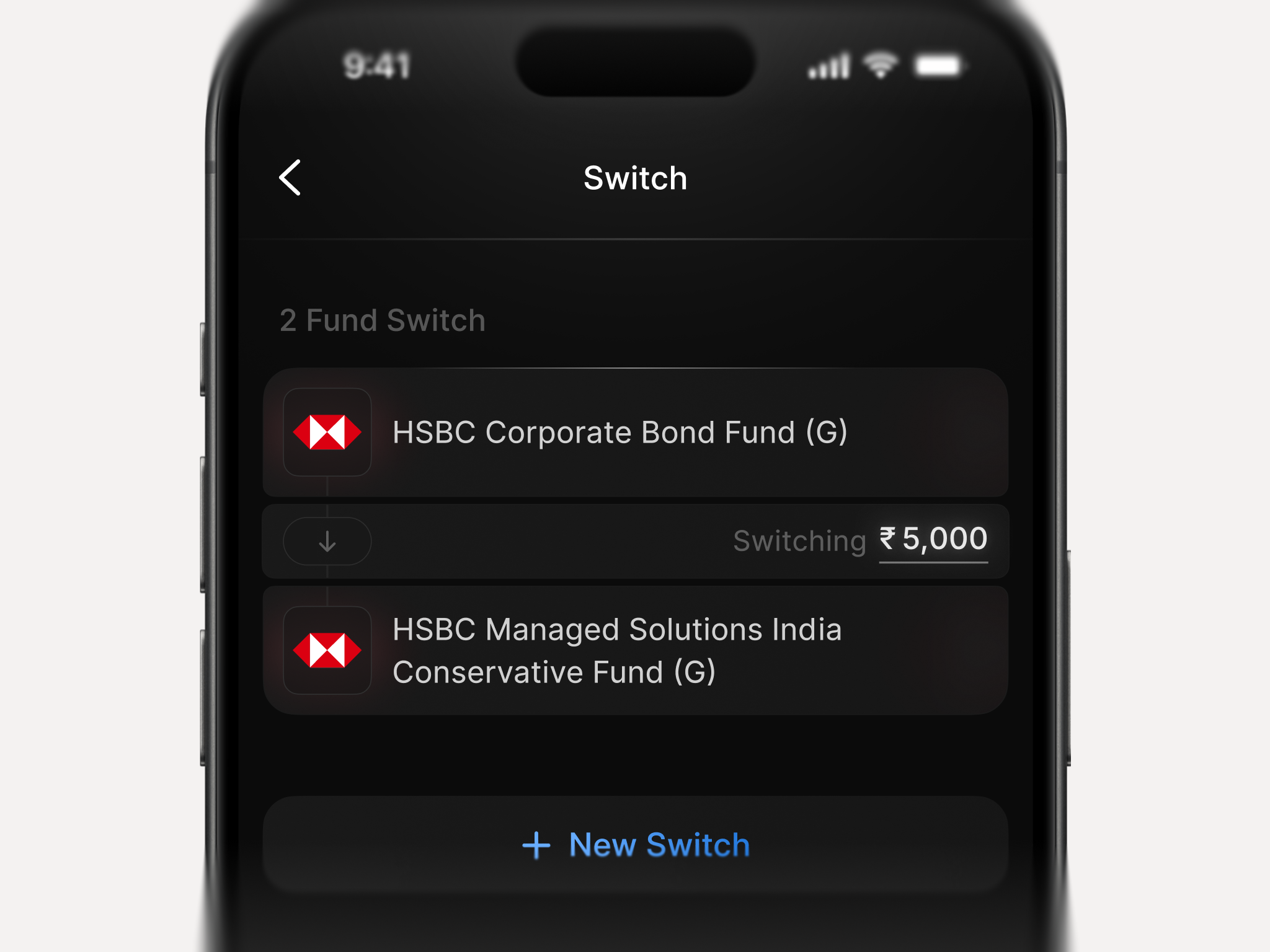 Switch Investment card card ui cards dark dark mode finance investment investment app shiny switch switch card