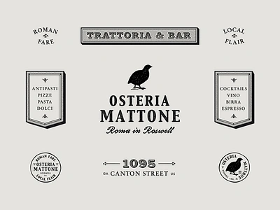 Osteria Mattone {Rebrand} 1920s 1930s bar branding italian italian restaurant italy logo logomark logotype quail rebrand restaurant restaurant branding roman rome seal stamp trattoria vintage