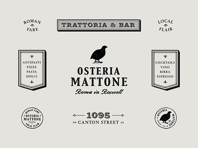 Osteria Mattone {Rebrand} 1920s 1930s bar branding italian italian restaurant italy logo logomark logotype quail rebrand restaurant restaurant branding roman rome seal stamp trattoria vintage