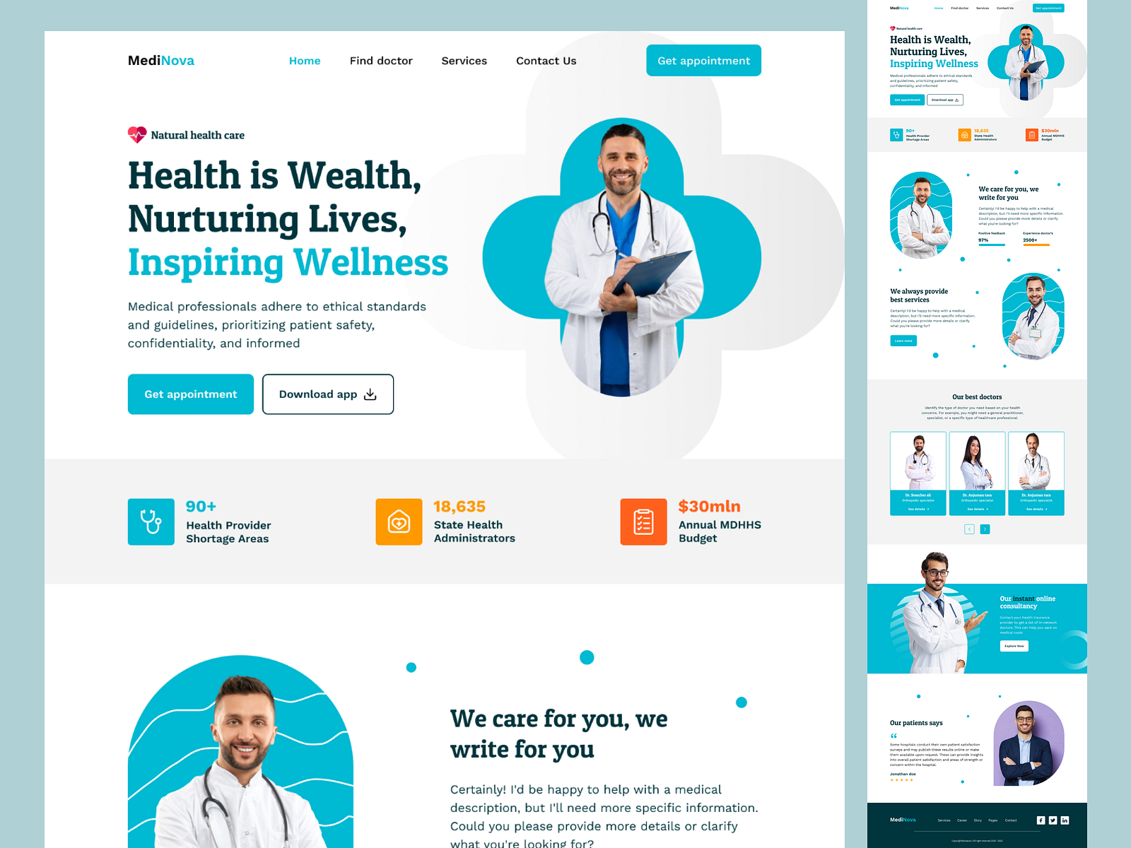 Health-care website UI design by Remolly on Dribbble