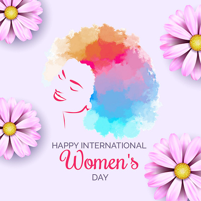 Happy International Women's Day brochure flyer graphic design logo mockup social media post