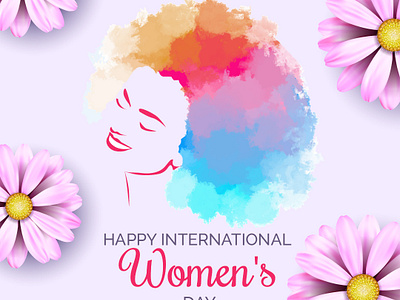 Happy International Women's Day brochure flyer graphic design logo mockup social media post