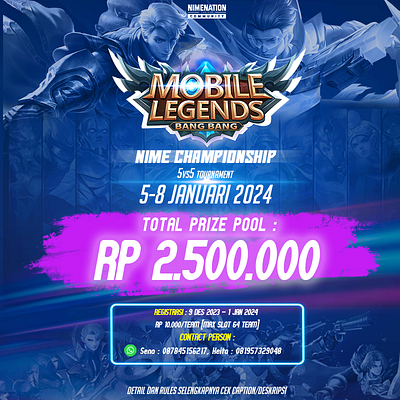 Nimenation Mobile Legend Tournament Poster game gfx graphic design mobile legends poster tournament