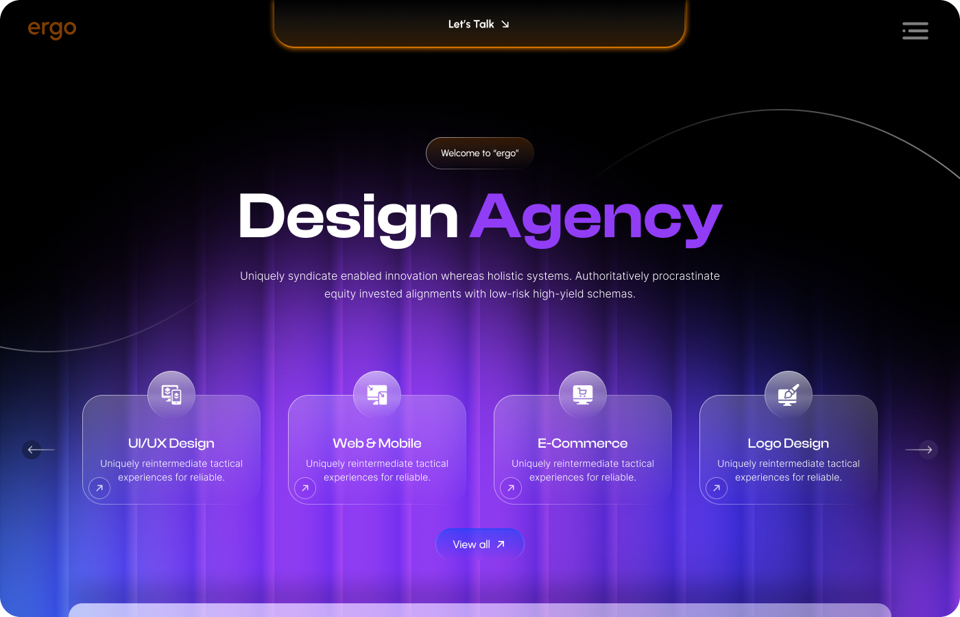 Creative Design Agency@ergo agency branding design figma landign page template ui ux webdesgin