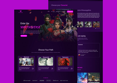 Martialverse - Video Game Landing page fantasy figma gaming graphic design landing page ui uiux ux video game web design website