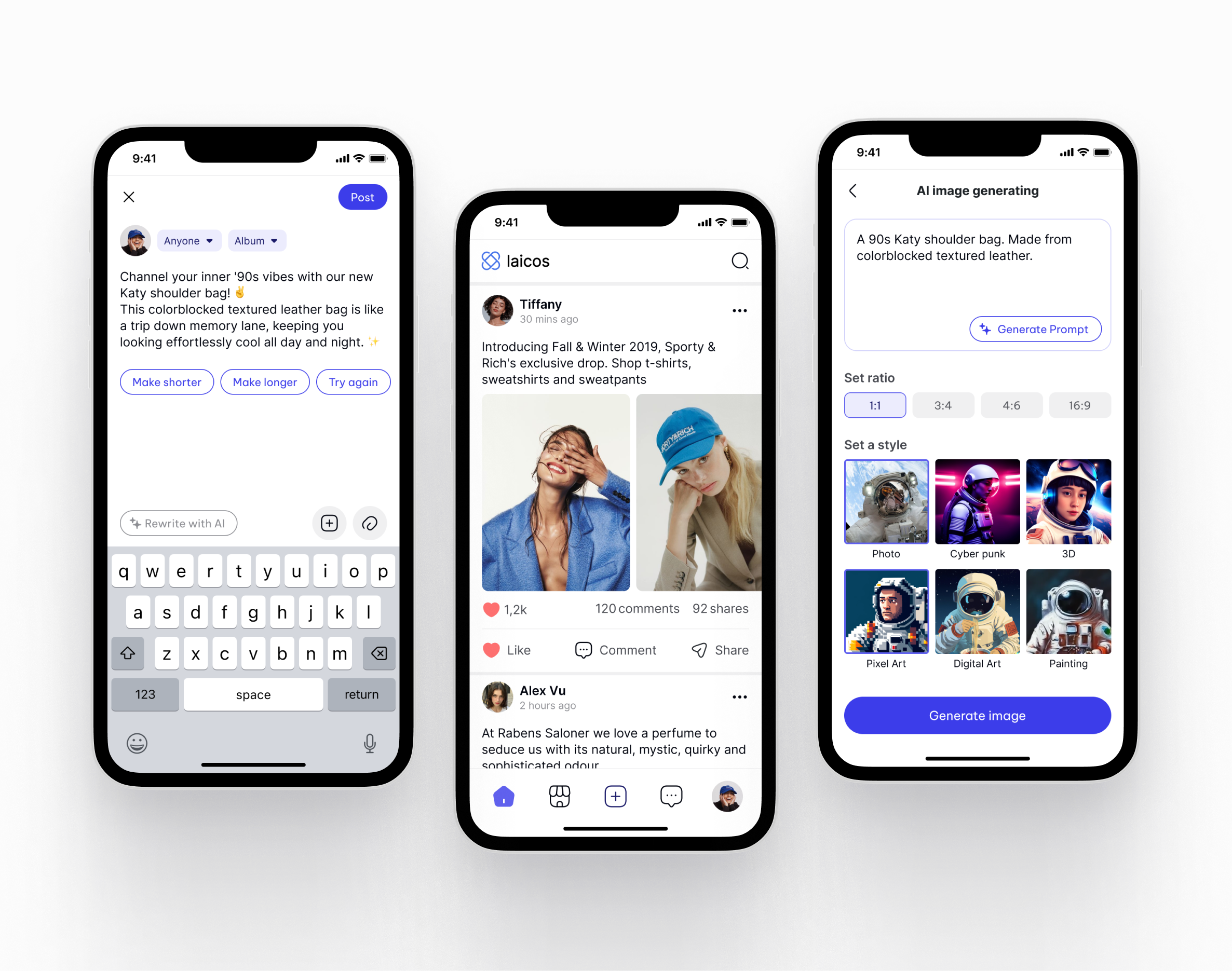 AI Social App app design card design clean design design minimal design mobile app design social app ui ui design