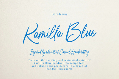 Kamilla Blue handwritten script branding design font identity illustration lettering logo type typography ui