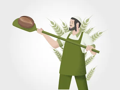 Baker Illustration art baker bakery baking branding dough flat green illustration man nyc packaging sourdough vector