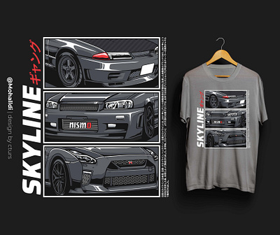 Skyline Generation automotive car car illustration car tshirt design gtr illustration nissan r32 r33 r34 r35 skyline sport car vector vehicle
