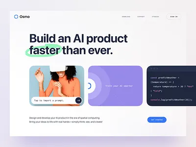 Osmo – Hero Header Concept ai ai landing page ai product business clean hero header minimal product design ui ui design user experience user interface ux ux design uxui web web app design web design webdesign website