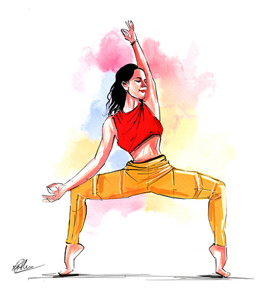 Yoga digital art digital watercolor health painting portrait watercolor wellness yoga