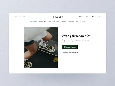 Daily UI 008/ 404 page / Online shoe store app app design careerfoundry daily ui daily ui 008 daily ui challenge daily ui challenge 008 design e store figma online store shoe store store ui ui challgenge