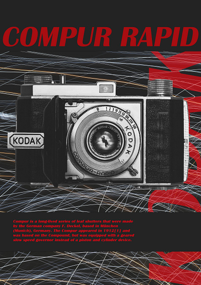 a poster for a camera from kodak camera color colour font graphic design photography poster red red and black texture