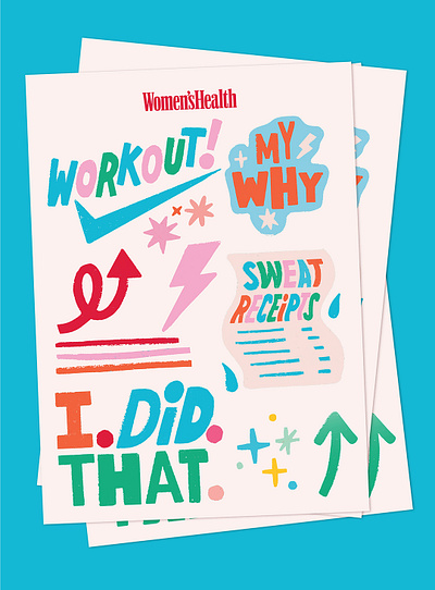 Fitness X Kelli Laderer editorial gifs lettering positivity