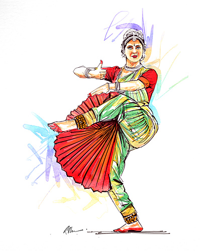 Classical dancer classical dance classical dancer dancer indian dancer portrait portrait drawing portrait painting watercolor watercolor portrait