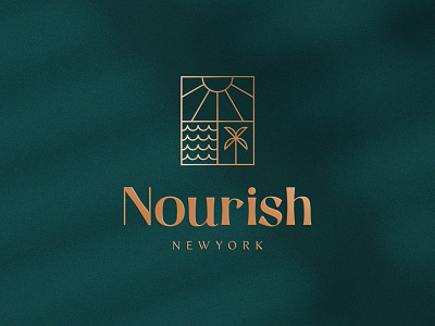 Nourish Logo Design abstract badge beach boutique branding clever clothing elegant fashion high end logo luxury nature ocean premium sea spa sun tree wellness