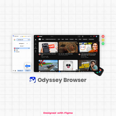 Concept Design of a productive Web Browser "Odyssey" adobe illustrator adobe photoshop figma ui ux design web browser