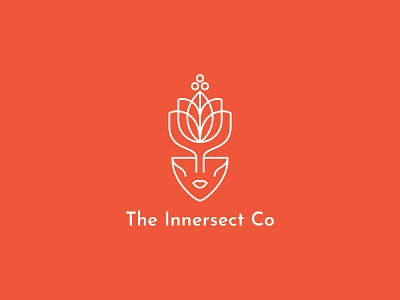 The Innersect Co Logo branding face female feminine floral flower line logo mark mask ninomamaladze symbol