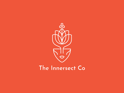 The Innersect Co Logo branding face female feminine floral flower line logo mark mask ninomamaladze symbol