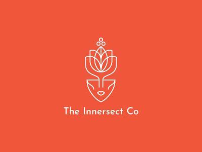 The Innersect Co Logo branding face female feminine floral flower line logo mark mask ninomamaladze symbol