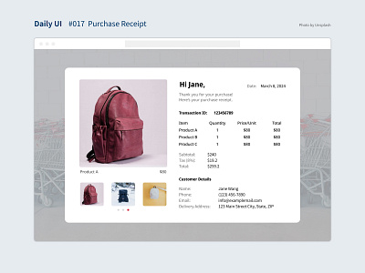 Daily UI #017 Purchase Receipt daily ui ui