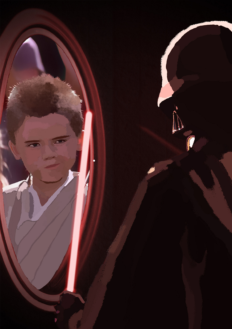 a digital painting of Darth Vader looking into his past by Aastik ...