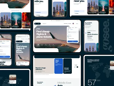 Gosee - Packaged Travel Booking Platform. app booking branding design flight landing page logo online plane platform ticket travel ui ux web design website
