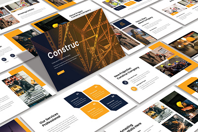 Construction Presentation Template branding building construction design google slide graphic design illustration keynote logo powerpoint ppt pptx presentation template typography ui ux vector