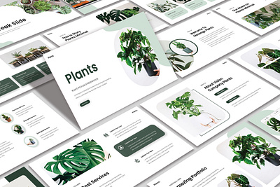 Plants Presentation Template branding design google slide graphic design illustration keynote logo plant powerpoint ppt pptx presentation template typography ui ux vector